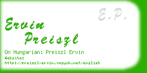 ervin preiszl business card